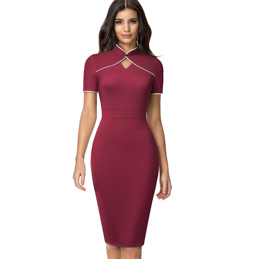 New Retro Collar Slim Fit Hip Dress