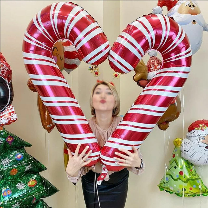 Holiday Party Christmas Crutch Candy Balloons x 6