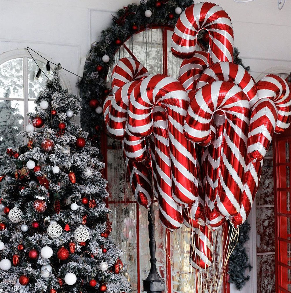 Holiday Party Christmas Crutch Candy Balloons x 6