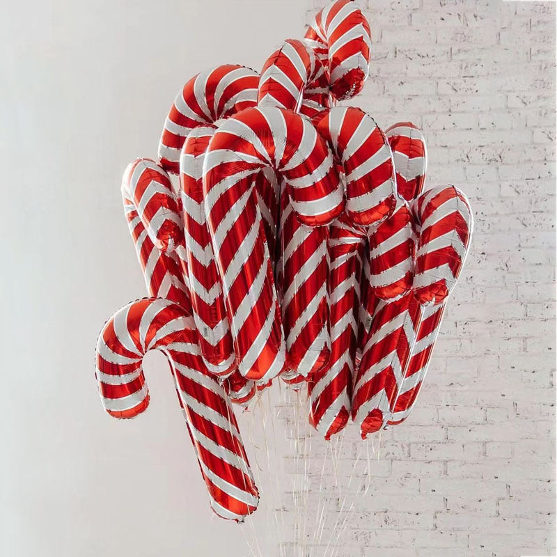 Holiday Party Christmas Crutch Candy Balloons x 6