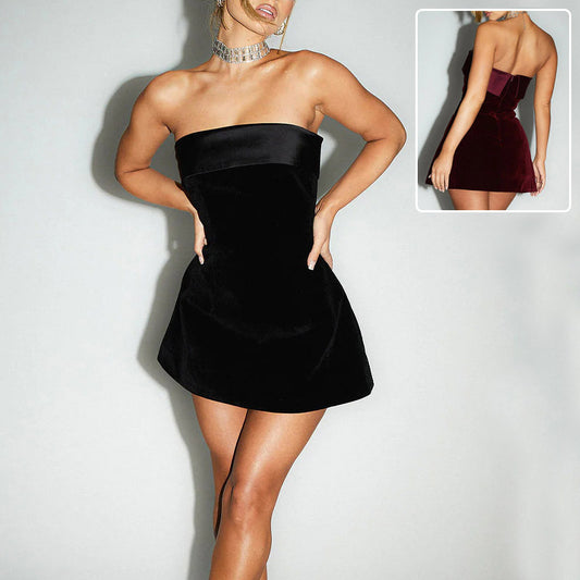 Slim Tube-Top A-Line Short Dress for Parties and Evenings