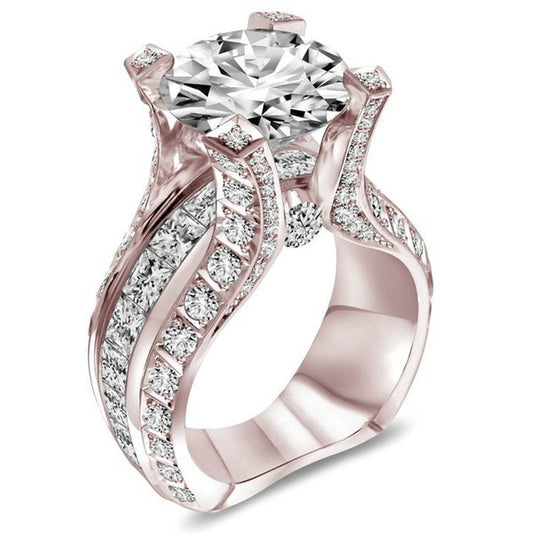 Rose Gold Oval Shaped Zircon Engagement Ring