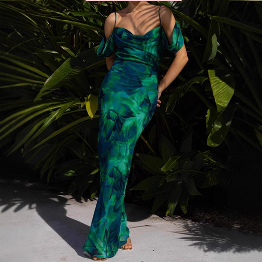 Printed Backless Sexy Sling Dress