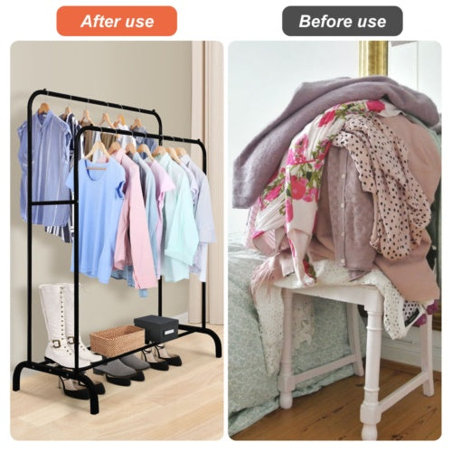 Heavy Duty Double Hanging Clothes Rail & Storage Rack
