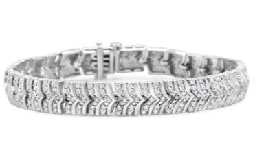 .925 Sterling Silver 3.00 Cttw Diamond Chevron Link Bracelet (I2 - I3 Clarity, I - J Color) - Size 7.25" - MegIan's Market