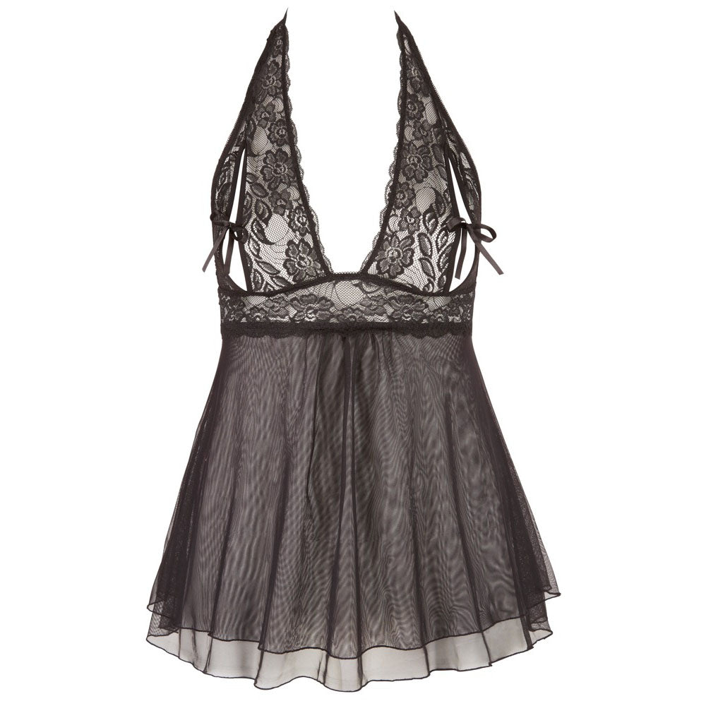 Cottelli Plus Size Halter Neck Babydoll Black Size: XXXXL