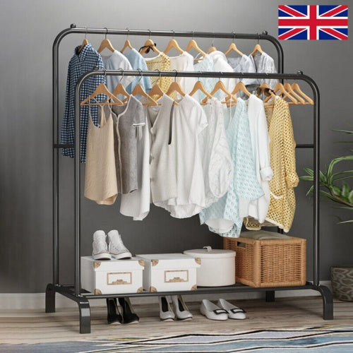 Heavy Duty Double Hanging Clothes Rail & Storage Rack