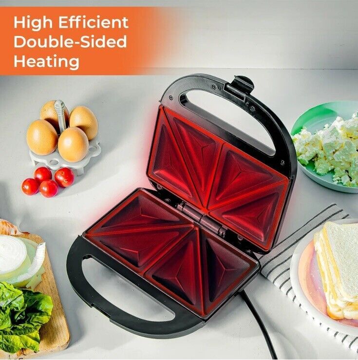 Geepas Toastie Maker 2 Slice Sandwich Toaster Machine Non-Stick Easy Clean