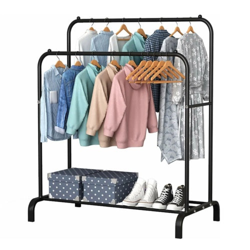 Heavy Duty Double Hanging Clothes Rail & Storage Rack