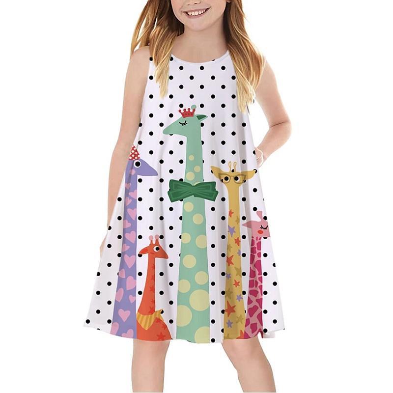 3D Rainbow Print Girls' Dress