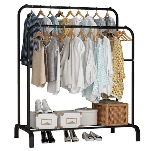 Heavy Duty Double Hanging Clothes Rail & Storage Rack