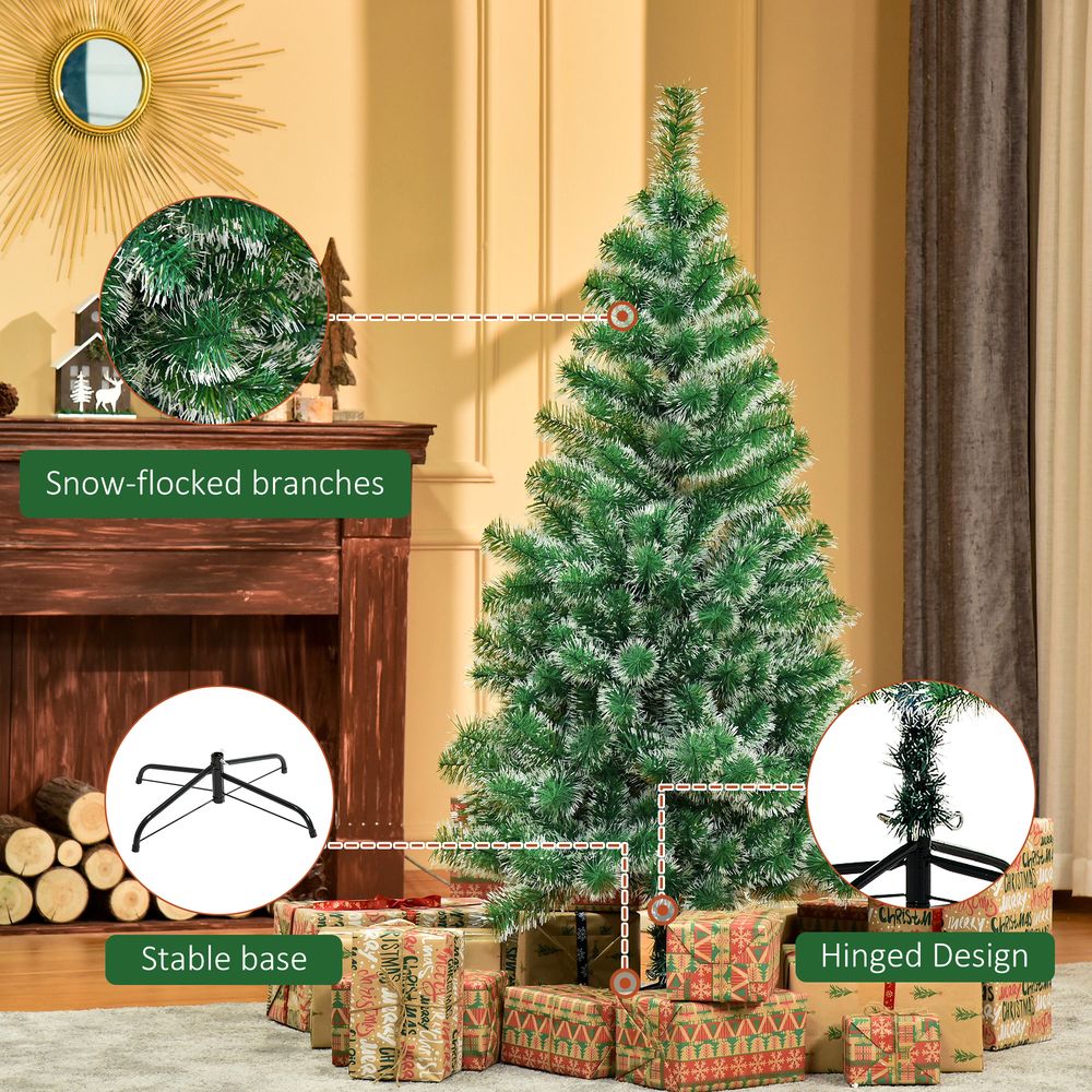Homcom 5ft Indoor Christmas Tree Artificial Deco Xmas Gift Metal Stand 416 Tips