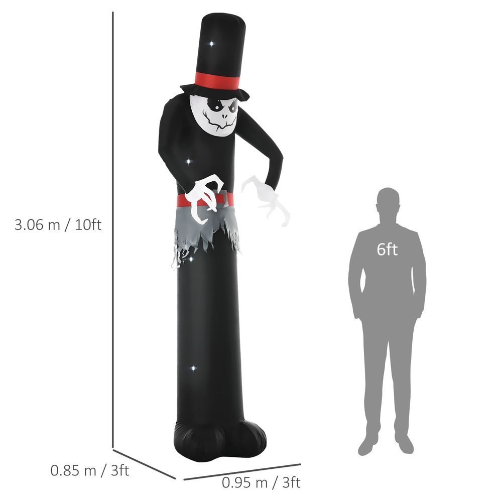10ft Inflatable Halloween Skinny Ghost Tall Hat Blow-Up Outdoor LED Display